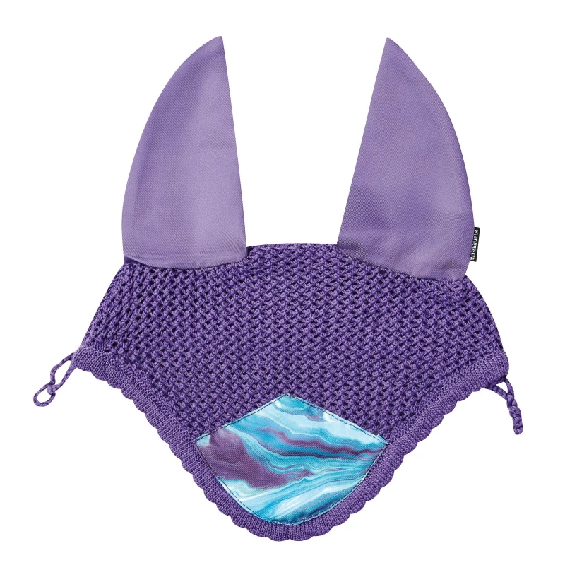 Image of Weatherbeeta Prime Marble Ear Bonnet - Purple Purple Full