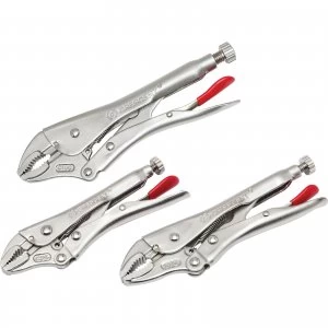 image of Crescent 3 Piece Curved Jaw Locking Pliers With Wire Cutter Set