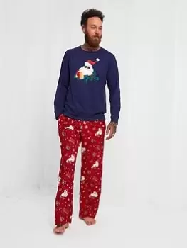 Image of Joe Browns Festive Family Mens Pyjamas - Navy, Size XL, Men