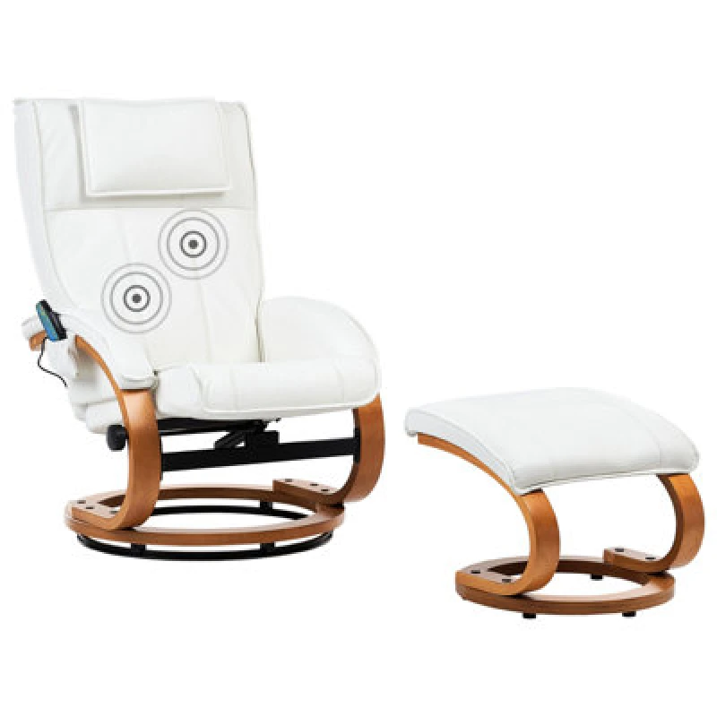 Image of Beliani Massage Chair Majestic With Footstool Faux Leather White