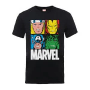 Image of Marvel Multi Colour Main Tile Mens Black T-Shirt - L - Black