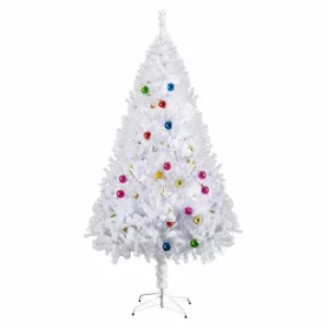 image of White Artificial Christmas Tree with Decorations 150cm