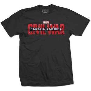Image of Marvel Comics - Captain America Civil War Movie Logo Unisex Large T-Shirt - Black