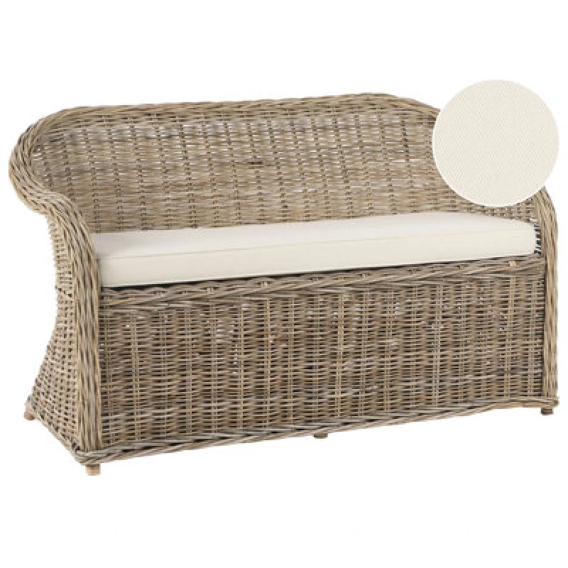Image of Beliani Garden Bench With Cushion Susua 141cm Rattan Natural