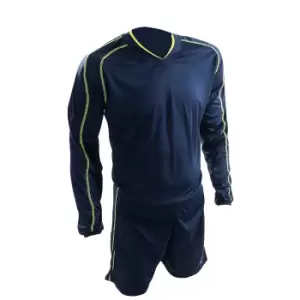 Image of Precision Unisex Adult Marseille T-Shirt & Shorts Set (M) (Navy/Fluorescent Lime)