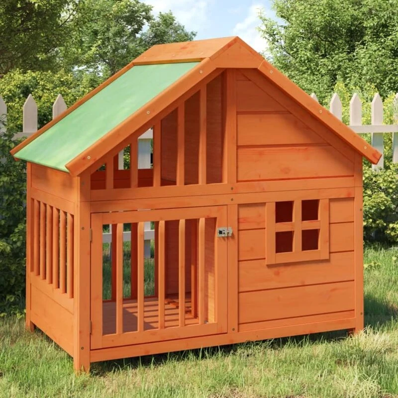Image of VIDAXL Dog Kennel Brown 96x60.5x87cm Solid Wood Pine Vidaxl 8720845798413