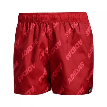 adidas Wording Swim Shorts Mens - Team Victory Red / Power Pink