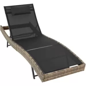 image of Tectake Delphine Rattan Sun Lounger - Brown