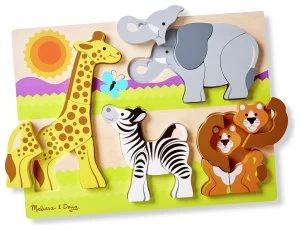 Image of Melissa Doug Chunky Safari Jigsaw Puzzle 20 Piece.