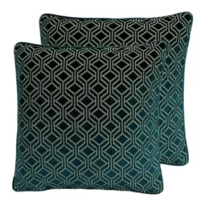 Image of Paoletti Avenue Twin Pack Polyester Filled Cushions Teal