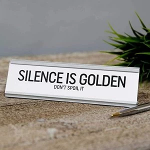 image of Silence is Golden Desk Plaque