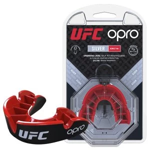 image of UFC Silver Mouthguard by Opro Black/Red Adult