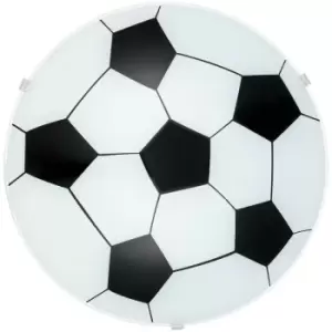 Image of Eglo - Junior 1 - 1 Light Children'S Flush Wall / Ceiling Light White - Football Design, E27