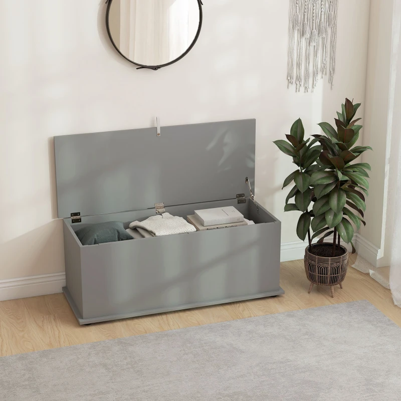 Image of HOMCOM Storage Chest With Lid, 113L Storage Box Grey