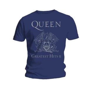 image of Queen - Greatest Hits II Unisex Small T-Shirt - Blue