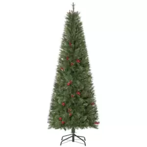 Image of Artificial Christmas Tree with Red Berries 6ft, Green