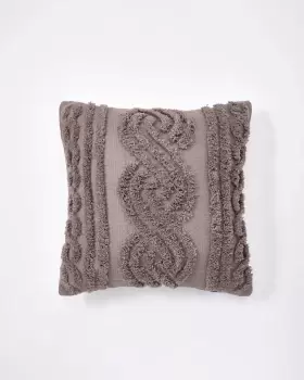 image of Cotton Traders Textured Cushion in Brown