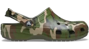 image of Crocs Classic Printed Camo Clogs Unisex Army Green / Multi W7/M6