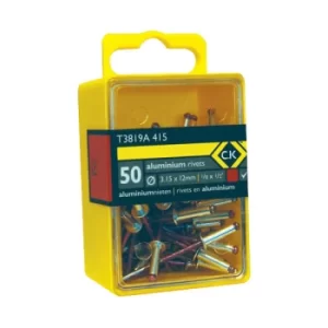 image of CK Tools T3819A 415 Pop Rivets Aluminium 3.15x12mm Box Of 50