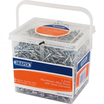 Image of Draper Aluminium Pop Rivets 3.2mm 10mm Pack of 2000