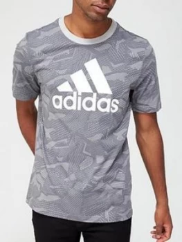 image of Adidas Essential Aop T-Shirt, Grey, Size L, Men