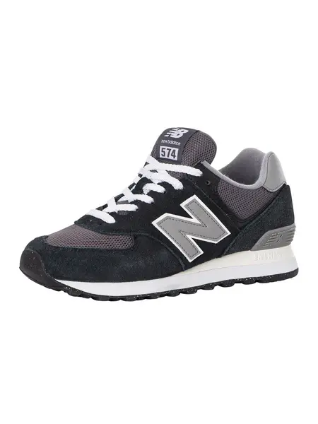 Image of New Balance 574 Suede Trainers Black/Grey 11 UK