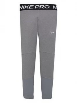 Image of Nike Girls Pro Tight - Grey, Size S, 8-9 Years