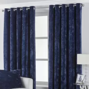 image of Verona Crushed Velvet Eyelet Curtains Navy