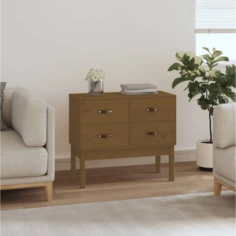 Image of Vidaxl Console Cabinet Honey Brown 90X40X78cm Solid Wood Pine, Brown 821742