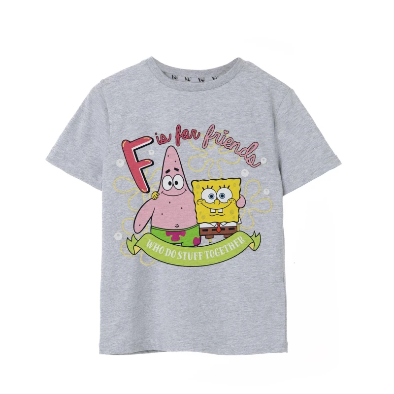 Image of Spongebob Squarepants Short Sleeved T-Shirt Grey