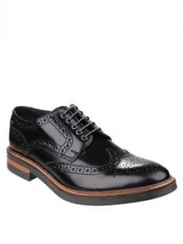 Image of Base London Base London Woburn Hi-shine Lace Up Brogue Shoe, Black, Size 10, Men