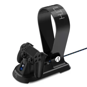 image of STEALTH SP-C60 Black Charging Station with Headset Stand for PS4