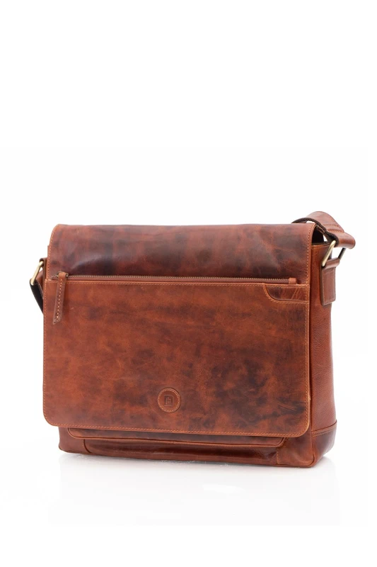 Image of PRIMEHIDE 'Orion' Leather Mens Messenger Bag Tan