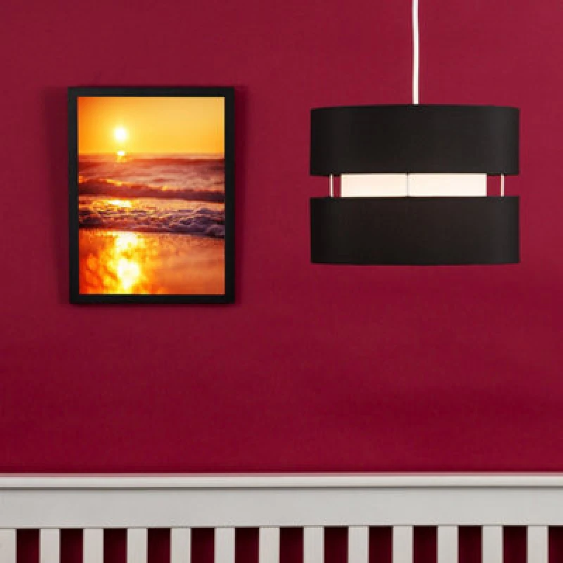 Image of ValueLights ValueLights Sophia Small 26cm Drum Easy Fit Ceiling Light Lamp Shade with Bulb in Black Size: 10" Black 10" Unisex 505940601