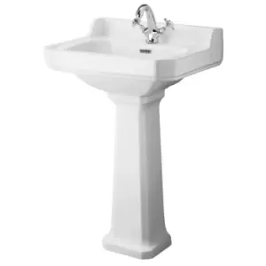 image of Hudson Reed Richmond 560mm Basin & Comfort Height Pedestal (1 Tap Hole) - White