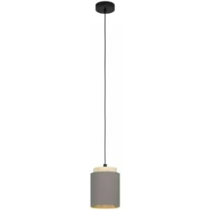 image of Pendant Light Colour Black Brown Shade Cappuccino Fabric Bulb E27 1x40W