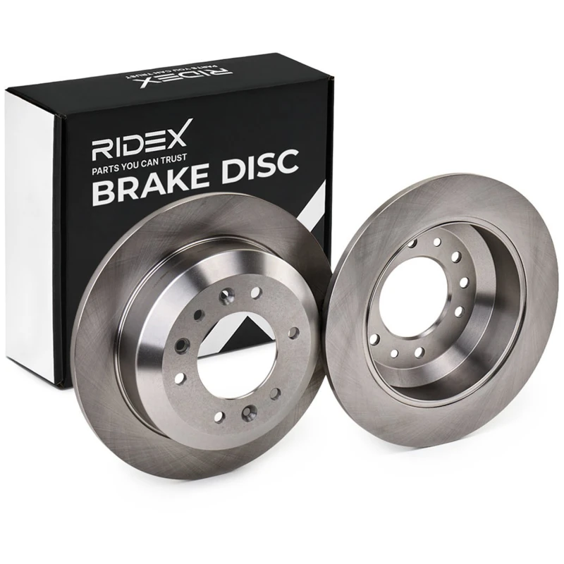 Image of RIDEX 82B0563 Brake disc Rear Axle, solid, Cast Iron, Uncoated, Untreated, without bolts/screws Cast Iron Brake Disc (82)
