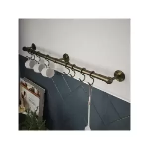 Image of Rothley - Easy-Fit Kitchen Utensil Rail Kit Antique Brass 60cm - Antique Brass