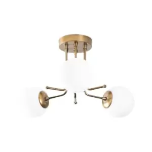 Image of Cristal Model 12 Deco 3-light Ceiling Lamp Golden