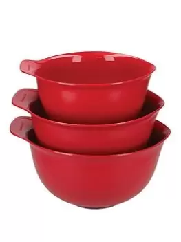 Image of KitchenAid Set Of 3 Red Mixing Bowls