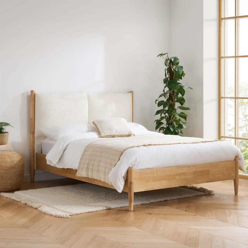 Image of Birlea Marley White Fabric Bed Frame - 4ft6 Double