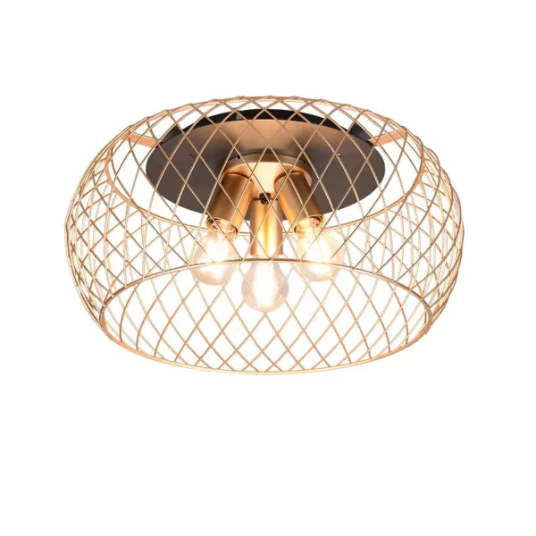 Image of Tamil Modern 3 Light Semi Flush Ceiling Light Brass Matt