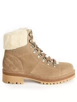 Image of Barbour Lula Leather Lace Up Ankle Boot - Taupe, Brown, Size 3, Women