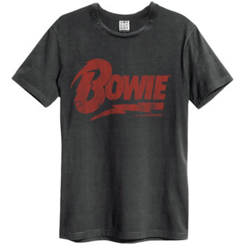 Image of Amplified Amplified Men David Bowie Logo T-Shirt in Charcoal Size: X-Small Charcoal XS Male 5063238239241