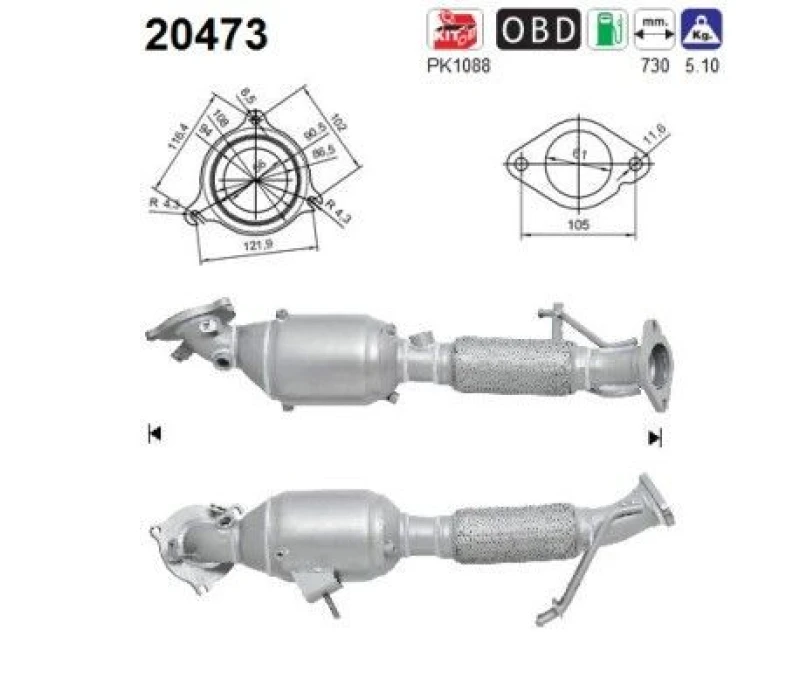 Image of AS Catalytic converter AS 20473