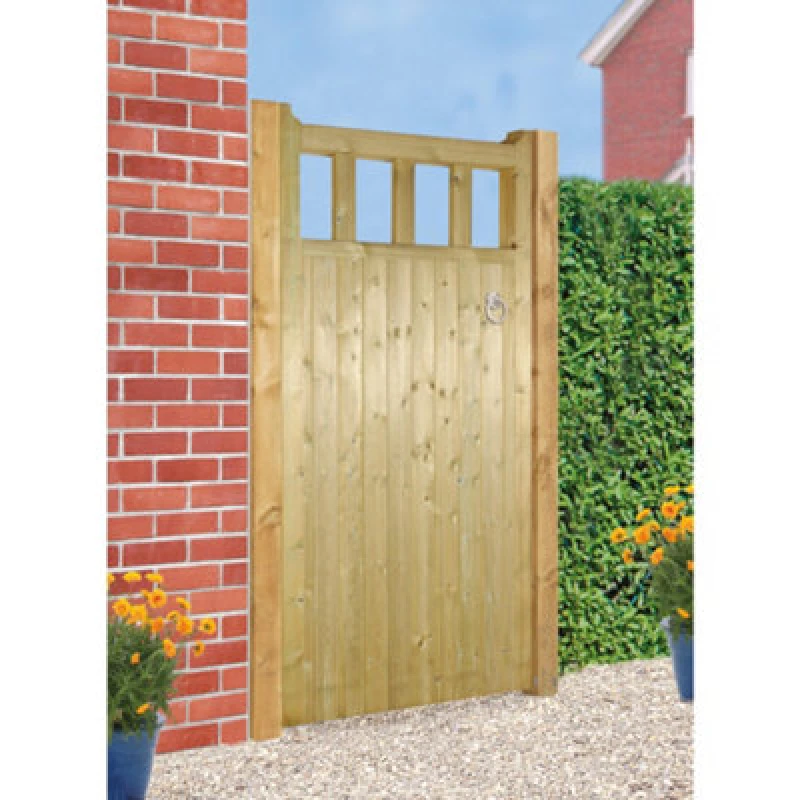 Image of Burbage Iron Craft Quoro Tall Single Wooden Garden Gate 750mm Wide X 1800mm High Qu21