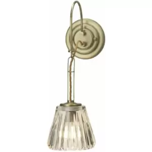 image of Loops - IP44 Wall Light Rope Effect Cable Ribbed Glass Shade Brushed Brass LED G9 3.5W