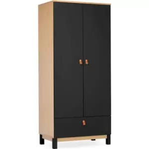 Image of CuddleCo Rafi Wardrobe, Oak/Black - Oak/Black