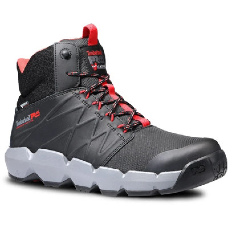 Image of Timberland Pro Mens Morphix 6' Waterproof Safety Boots UK Size 10.5 (EU 45) Black Red TIM091-BLKRD-10.5