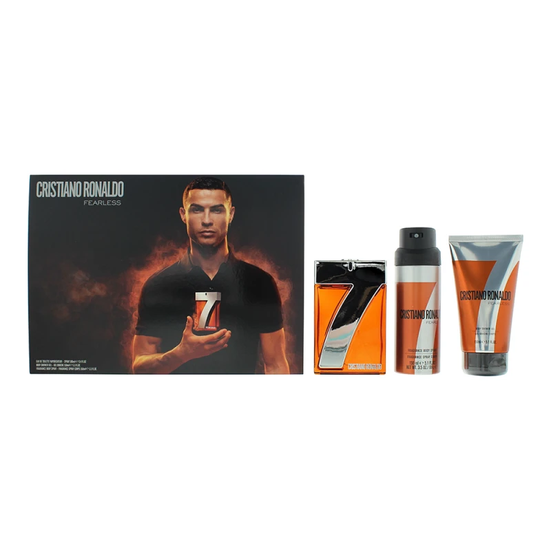 Image of Cristiano Ronaldo CR7 Fearless Gift Set 100ml Eau de Toilette + 150ml Shower Gel + 150ml Body Spray